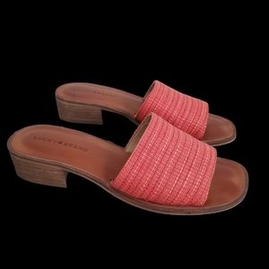 Lucky Brand Frijana slip on block heel sandals - coral/grenadine - size 10